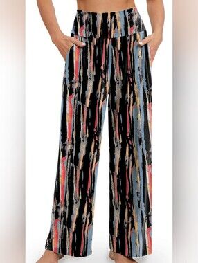 Gracyoga Abstract Print Wide Leg Palazzo Lounge Pants Small